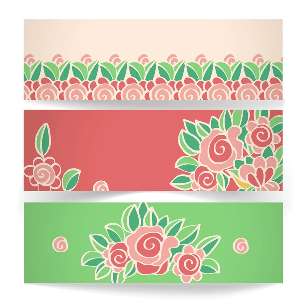 Conjunto de bandeiras horizontais com flores — Vetor de Stock