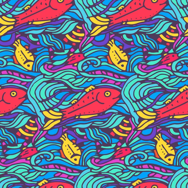 Seamless pattern with fishes — Stock Vector