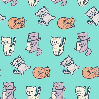 Komik karikatür yavru kedi desen