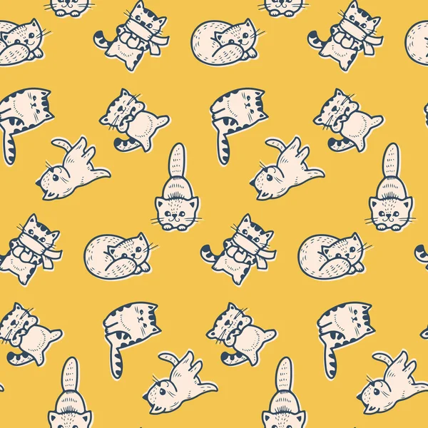 Patrón divertido gatitos de dibujos animados — Archivo Imágenes Vectoriales
