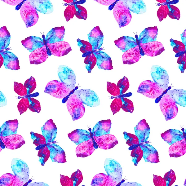 Vzorek s akvarel motýli. — Stock fotografie