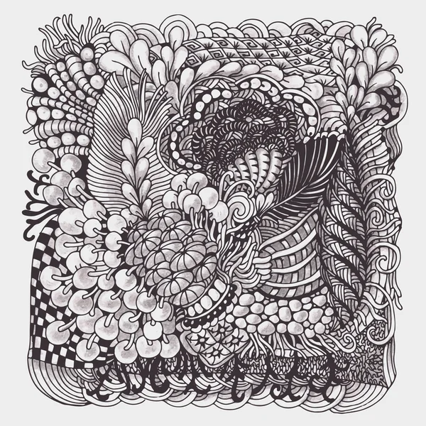 Ilustrace černobílé zentangle — Stockový vektor