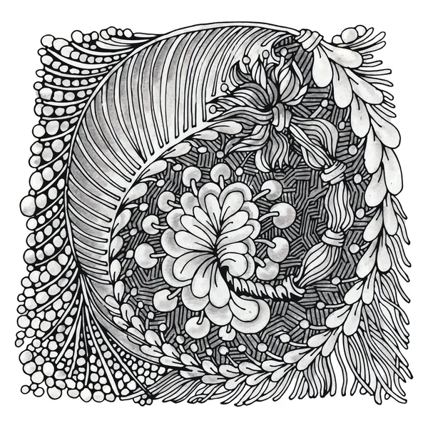 Illustrazione zentangle monocromatica — Vettoriale Stock