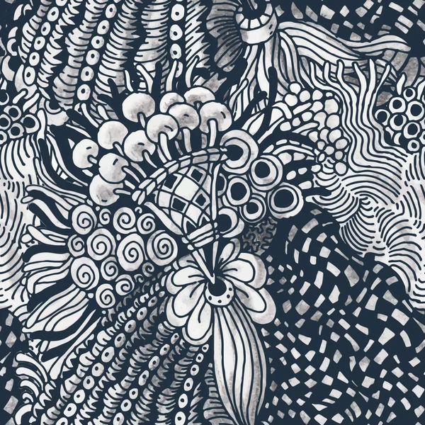 Nahtloses monochromes Zentangle — Stockvektor