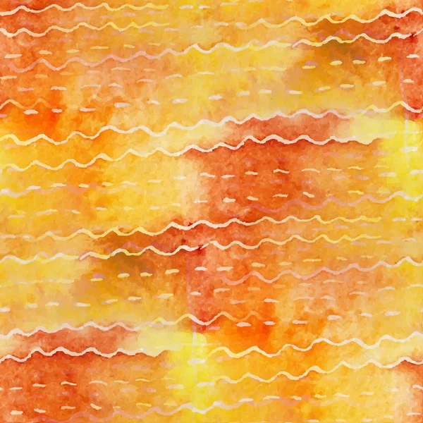 Oranje patroon met aquarel tekening — Stockvector