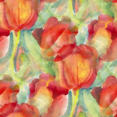 Suluboya çiçekli kusursuz desen