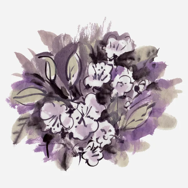 Akvarel květiny, samostatný — Stockový vektor