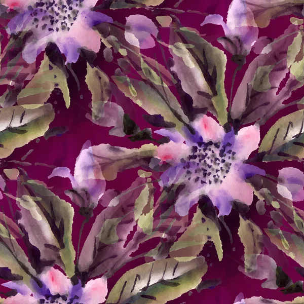 Безшовний візерунок з акварельними квітами — стоковий вектор