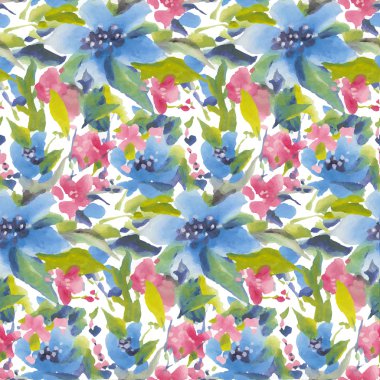 Suluboya çiçekli kusursuz desen