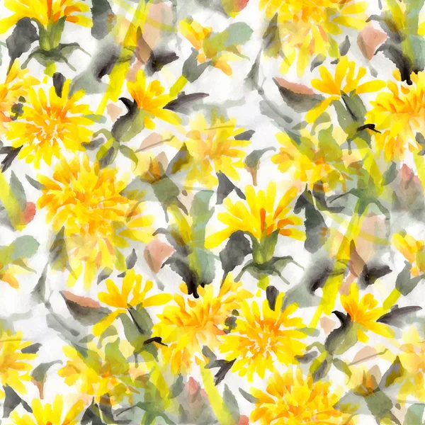 Watercolor Dandelions pattern — Stock Vector
