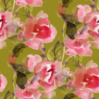 Suluboya gül deseni