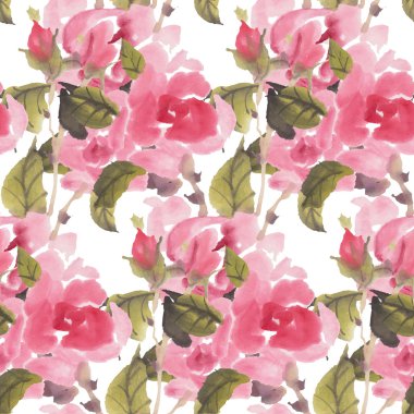 Suluboya gül deseni