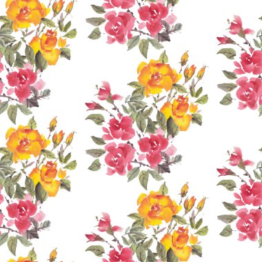 Suluboya gül deseni