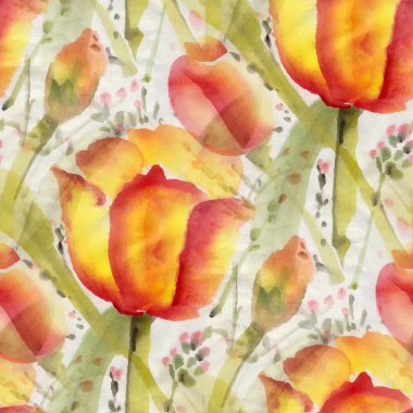 Suluboya çiçek deseni