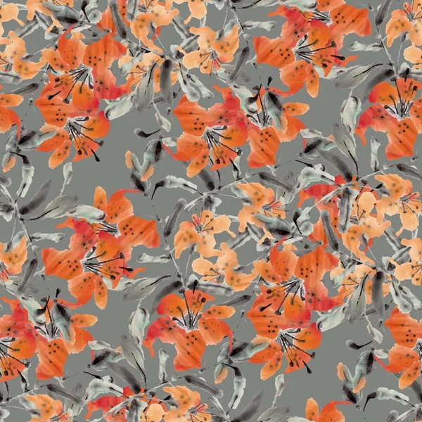 Tiger Lys motif aquarelle — Image vectorielle