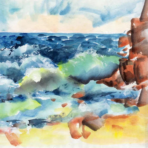 Malarstwo krajobraz morze — Wektor stockowy