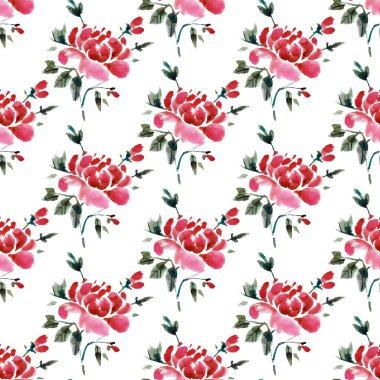 Suluboya çiçekli desen