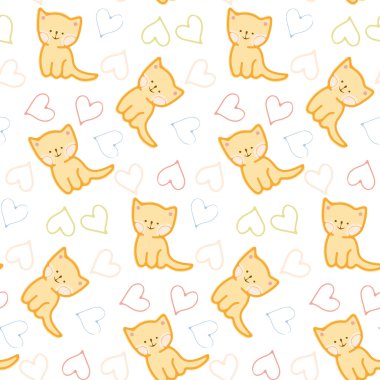 Komik karikatür kedi yürekleri