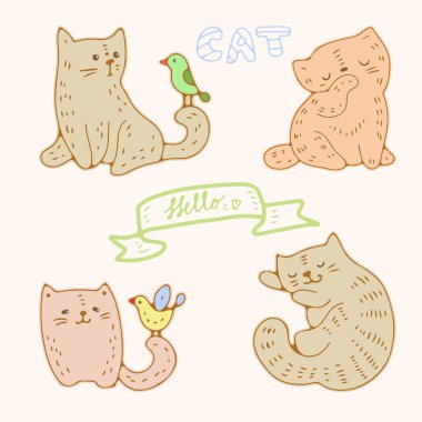 Komik karikatür yavru kedi