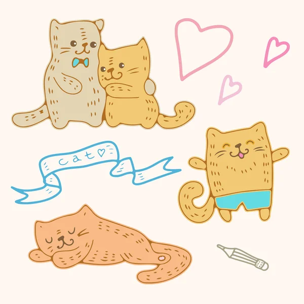 Gatitos de dibujos animados divertidos — Archivo Imágenes Vectoriales