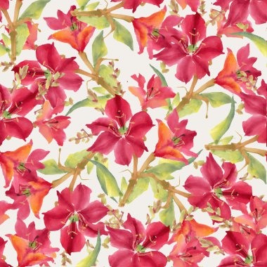 Suluboya çiçekli kusursuz desen.