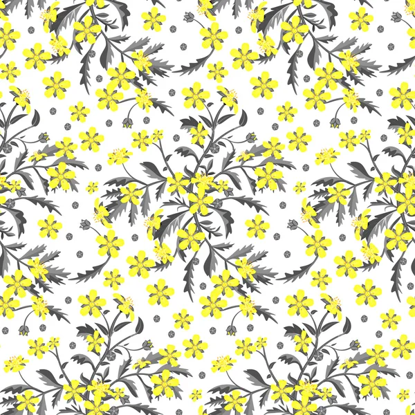 Patrón con flores silvestres amarillas — Vector de stock