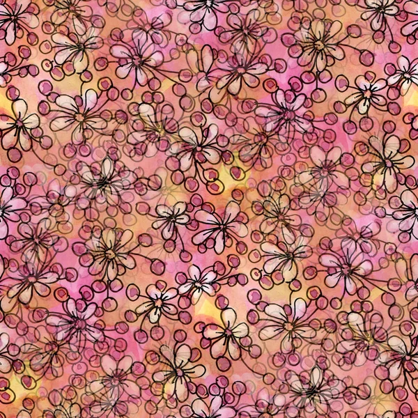 Безшовний візерунок з акварельними квітами . — стокове фото