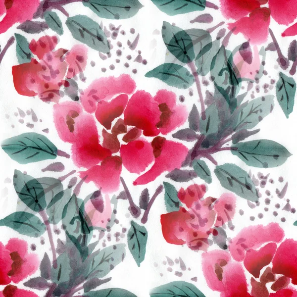 Seamless pattern with watercolor flowers. — Stock Photo, Image