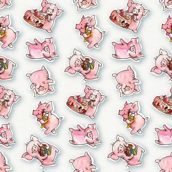 Pattern with cartoon pigs — Stock Photo, Image