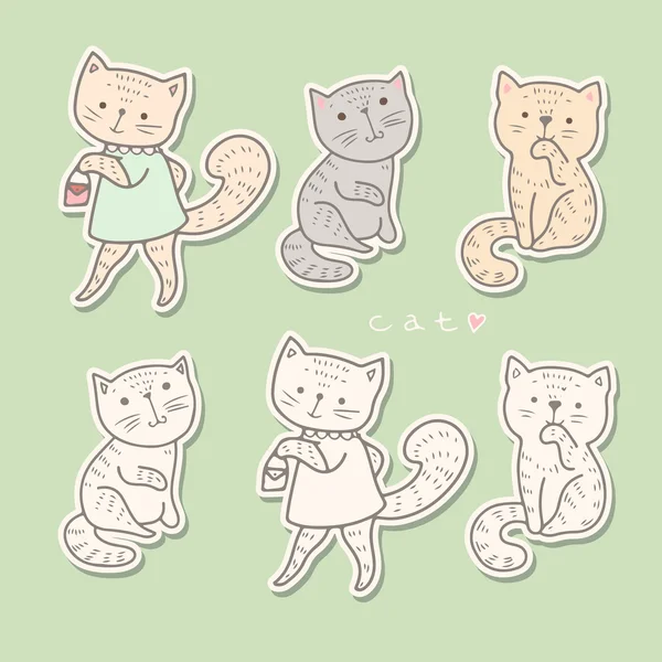 Gatitos de dibujos animados divertidos — Archivo Imágenes Vectoriales