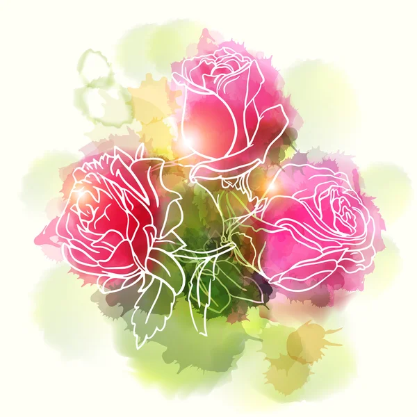 水彩的红玫瑰 — 图库矢量图片