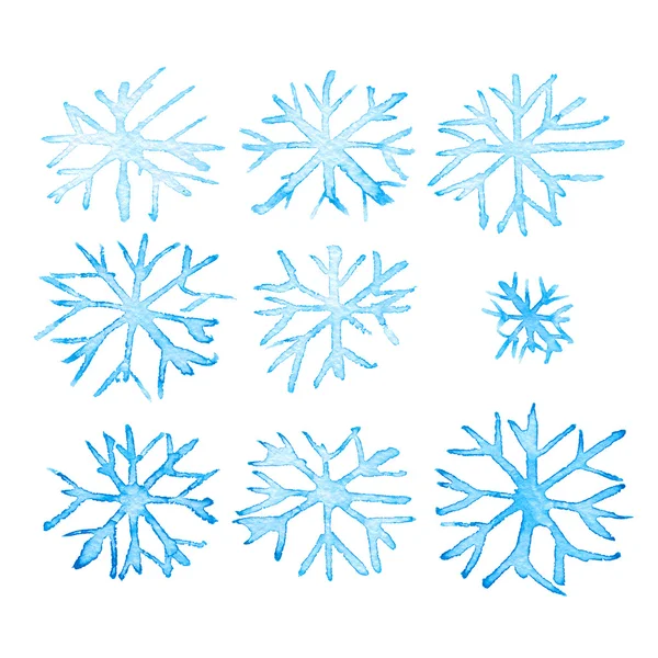 Blue watercolor snowflakes — Stock Photo, Image