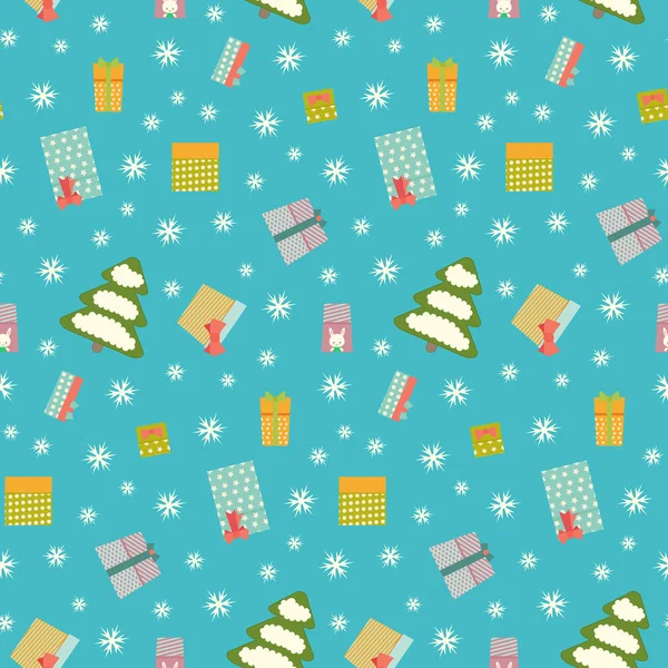 Modèle de Noël avec sapins et cadeaux — Image vectorielle