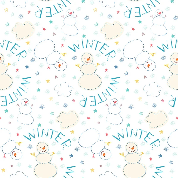Kerst patroon met sneeuwpoppen — Stockvector