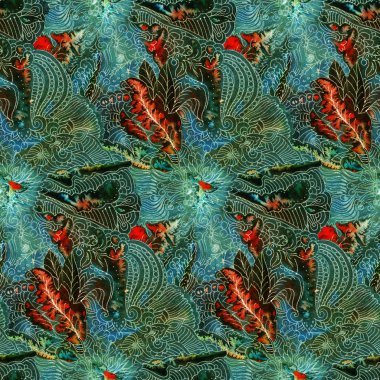 Karmaşık batik desen kumaş dokusu ile