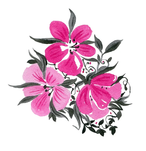 Akvarel květiny na bílém pozadí — Stock fotografie