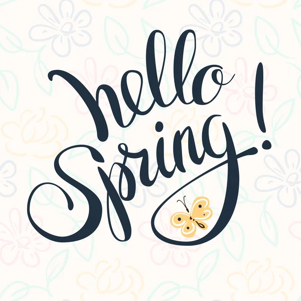 Hand Lettering "Hello spring!" — Stock Vector