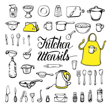 Kitchen utensils set clipart
