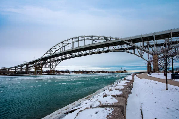 Sarnia Ontario Bluewater Bridge Mezinárodní Křižovatka Spojující Sarnia Ontario Kanada — Stock fotografie