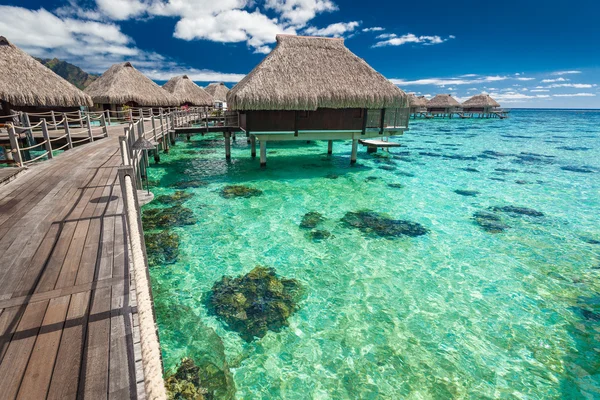 Villas sobre el agua en laguna tropical — Foto de Stock