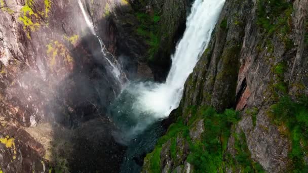 Voringfossen Νορβηγία Μεγαλύτερος Καταρράκτης Της Χώρας — Αρχείο Βίντεο