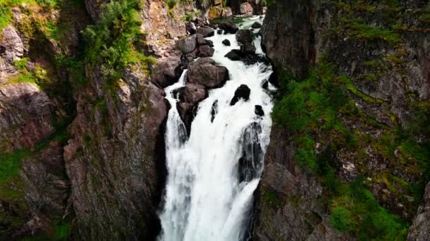 Voringfossen Νορβηγία Μεγαλύτερος Καταρράκτης Της Χώρας — Αρχείο Βίντεο