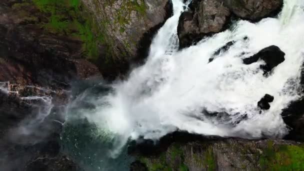 Voringfossen Νορβηγία Μεγαλύτερος Καταρράκτης Της Χώρας — Αρχείο Βίντεο