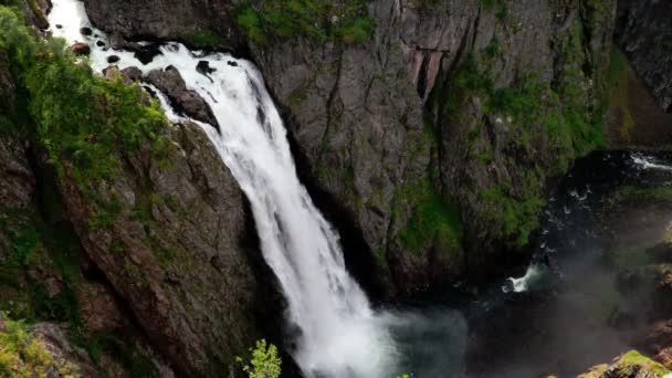 Voringfossen Norge Det Största Vattenfallet Landet — Stockvideo
