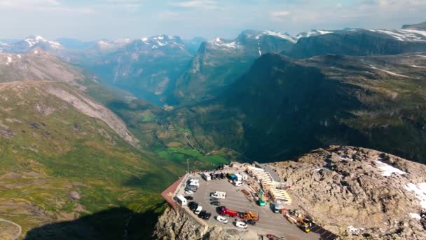Панорамний Вигляд Geirangerfjord Mounches Dalsnibba View Norway — стокове відео