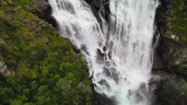 Chutes Nyastolfossen Deuxième Cascade Dans Vallée Husedalen Kinsarvik Norvège — Video