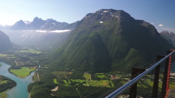 Rampestreken Andalsnes Norway Famous Tourist Viewpoint — Stock Video