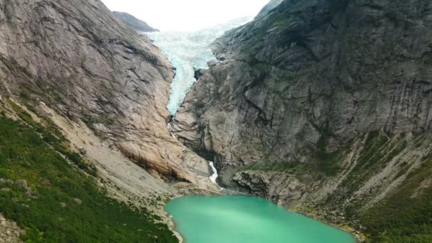 Briksdalsbreen Glaciärarm Jostedalsbreen Briksdalsbre Norge — Stockvideo