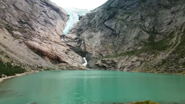 Briksdalsbreen Glaciärarm Jostedalsbreen Briksdalsbre Norge — Stockvideo