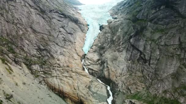 Briksdalsbreen Льодовиковий Щит Місті Йостедалсбрюн Норвегія — стокове відео